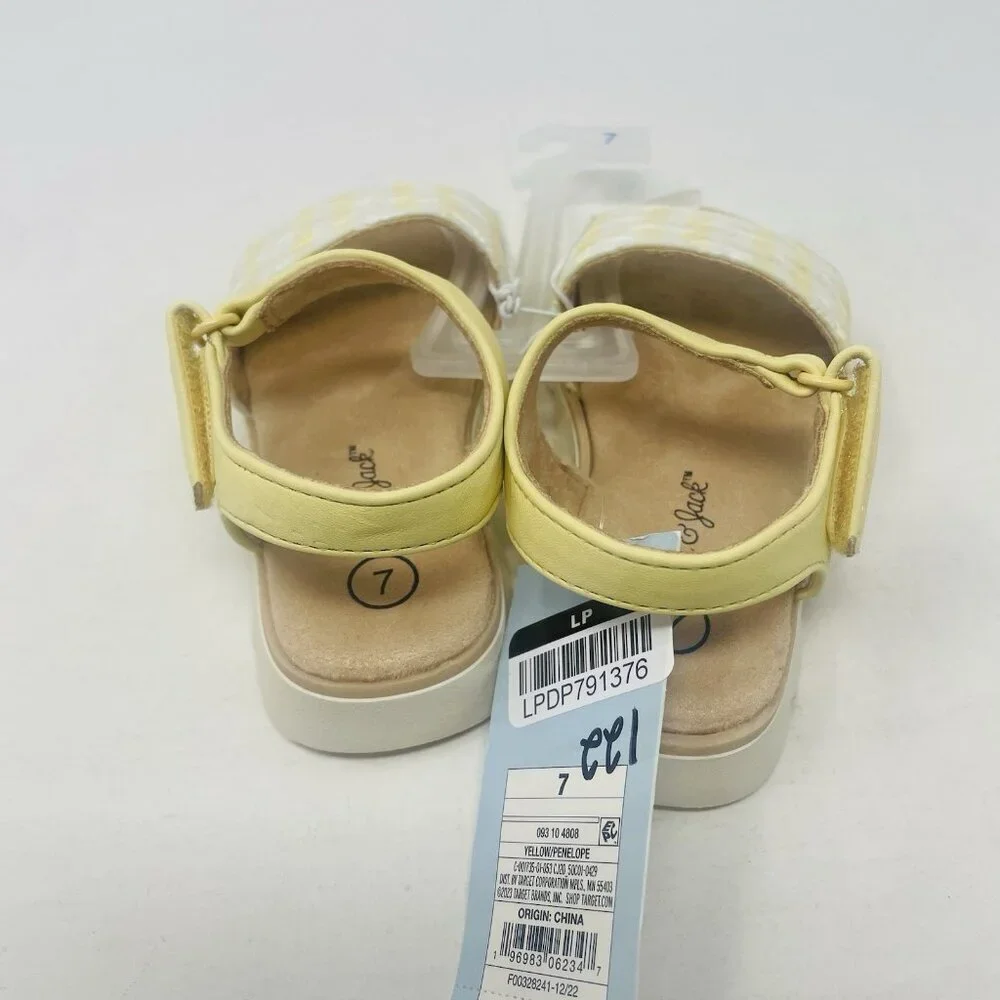 Cat & Jack Toddler Girls Size 7 Penelope Ankle Strap Sandal in Yellow/White‎ $20